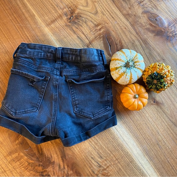 Aeropostale High Rise Midi Black Jean Shorts Distressed Cuffed Hem Size … - Picture 4 of 6